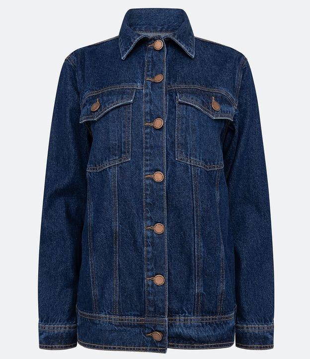 Jaqueta Alongada Jeans com Bolsos Frontais - 2