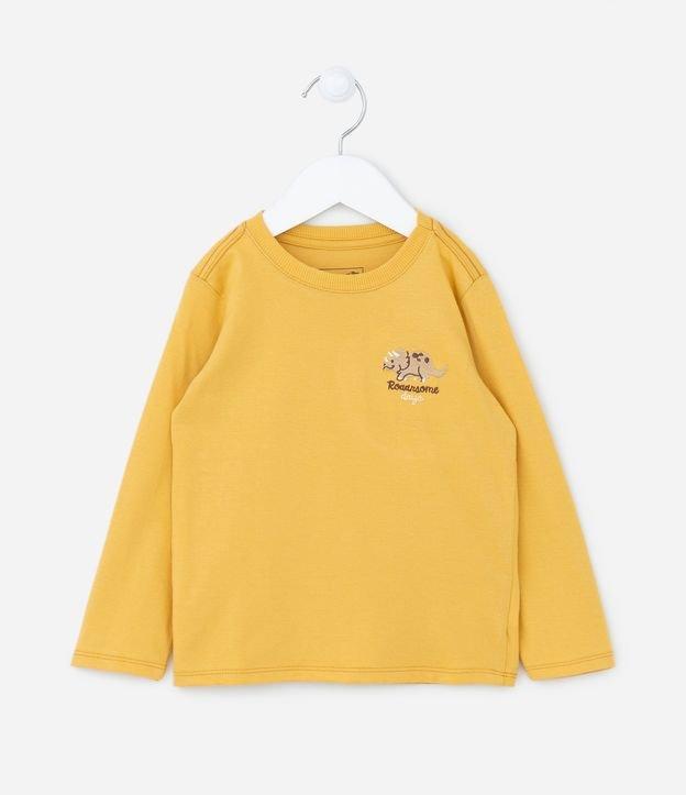 Camiseta Manga Longa Infantil com Bordado de Dinossauro - Tam 1 a 5 anos - 1