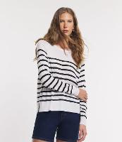Suéter em Tricô com Estampa Listrada - 1