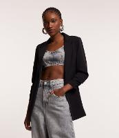 Blazer Longo Alfaiatado em Crepe com Manga Franzida - 3