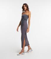 Saia Midi em Ribana com Fenda e Barra Picot - 1