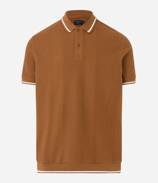 Polo Regular com Textura de Listras e Frisos Contrastantes - 1
