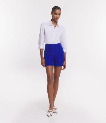 Short Alfaiatado Cintura Alta com Pences e Bolsos