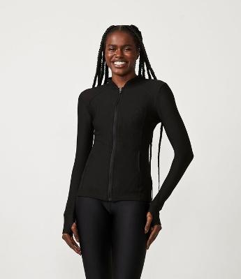 Jaqueta Esportiva em Malha Texturizada com Zíper e Bolsos