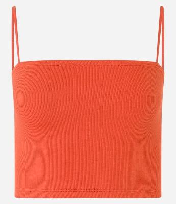 Blusa Cropped de Alça em Ribana Texturizada