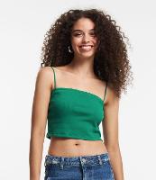 Blusa Cropped de Alça em Ribana Texturizada - 1