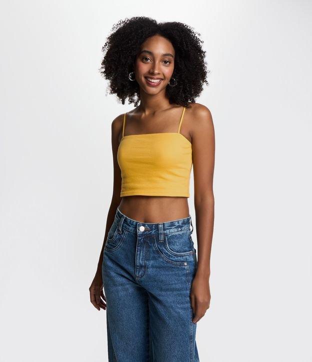 Blusa Cropped de Alça em Ribana Texturizada - 2