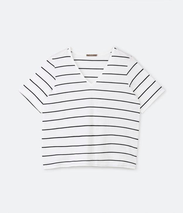 Blusa com Gola V e Estampa Listrada Curve & Plus Size - 2