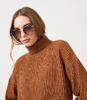 Óculos de Sol Gateado com Detalhe Animal Print e Ponteira Extra Longa - 1