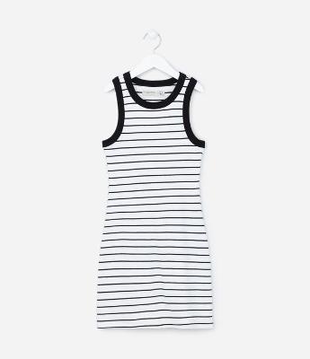 Vestido Canelado Infantil com Cava Americana - Tam 5 a 14 anos