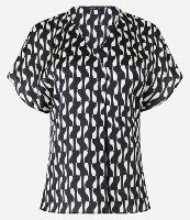 Blusa Acetinado com Decote V e Estampa Abstrata - 2