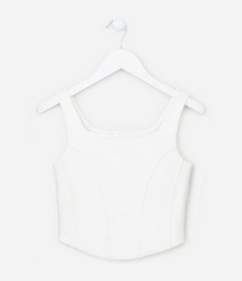 Regata Cropped Infantil Canelada com Nervuras - Tam 5 a 14 anos