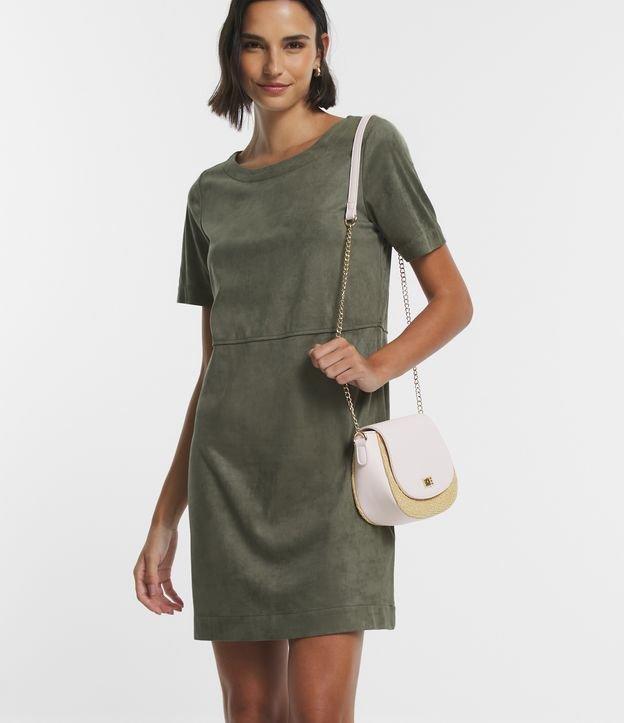 Vestido em Suede com Recortes e Fechamento em Zíper nas Costas - 1