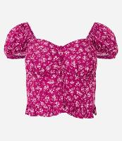 Blusa Cropped em Viscose Floral Liberty e Manga Curta Bufante - 2