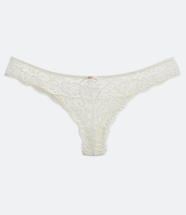 Calcinha Biquíni Fio em Renda Floral com Cós Elástico - 2