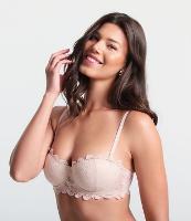 Sutiã Sem Alça em Renda Rústica Floral com Bojo Oco - 2