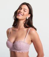 Sutiã Sem Alça em Renda Rústica Floral com Bojo Oco - 2