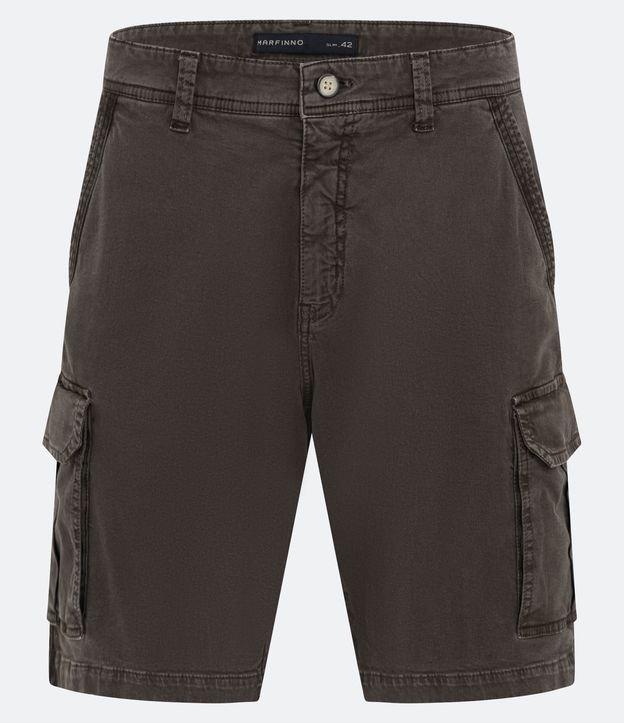 Bermuda Cargo em Sarja Lavada com Elastano e Detalhes de Cadarço - 2