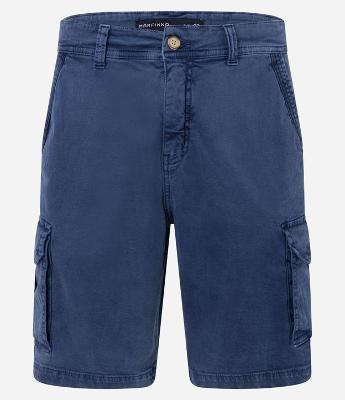 Bermuda Cargo em Sarja Lavada com Elastano e Detalhes de Cadarço