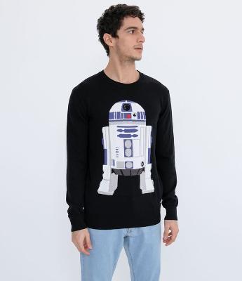 Suéter em Algodão com Estampa do R2-D2