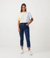 Calça Mom em Jeans com Cintura Alta e Costura Aparente - 1