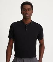 Polo Slim em Meia Malha com Botões na Gola e Frisos Contrastantes - 1