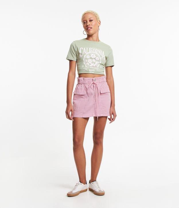 Saia Evasê em Sarja com Bolsos Cargo e Amarração por Cadarço - 1