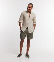 Bermuda em Algodão com Cós Elástico e Estampa Listrada - 1