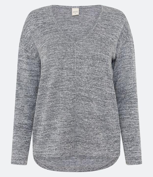 Blusa em Meia Malha Texturizada com Decote V - 2