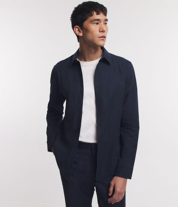 Camisa em Algodão com Botões Frontais e Efeito Mescla - 1