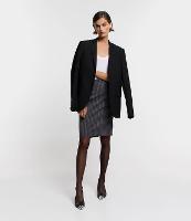 Saia Curta Cintura Alta com Listras Riscas de Giz - 1