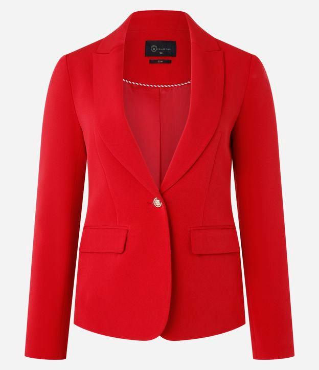 Blazer em Crepe com Botão Único e Bolso com Lapela - 1