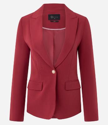 Blazer em Crepe com Botão Único e Bolso com Lapela