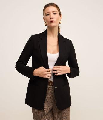 Blazer Slim Alongado em Ponto Roma com Bolsos Embutidos