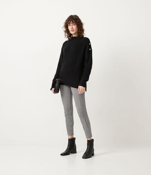 Calça Legging com Elástico na Lateral do Cós e Estampa Xadrez - 1