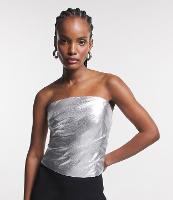 Blusa Tomara que Caia Alfaiatada em Tecido Metalizado com Detalhe Drapeado - 1