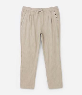 Calça em Algodão com Textura e Amarração na Cintura