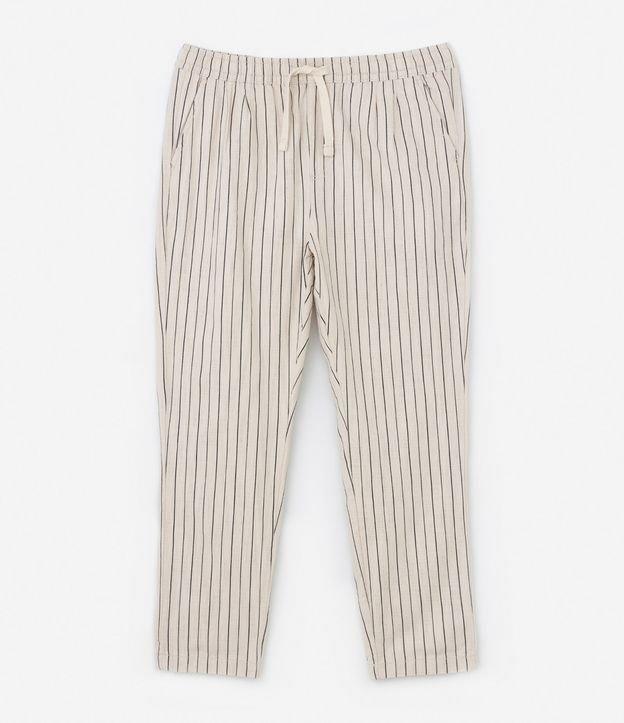 Calça em Algodão com Textura e Amarração na Cintura - 1