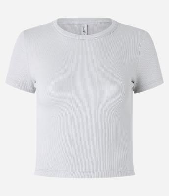 Blusa Canelada em Ribana com Manga Curta