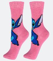 Meia Modelo Cano Alto em Algodão com Estampa Stitch - 1