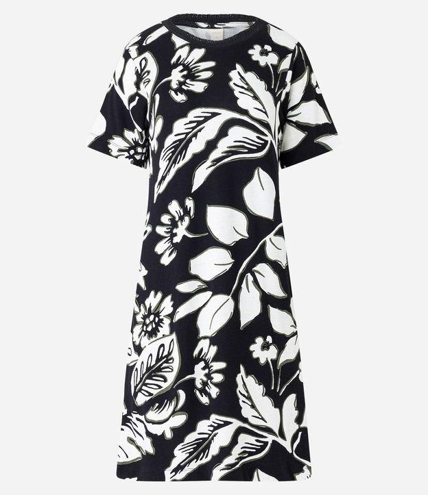 Vestido T-Shirt em Viscose com Folhagens Estampadas - 2