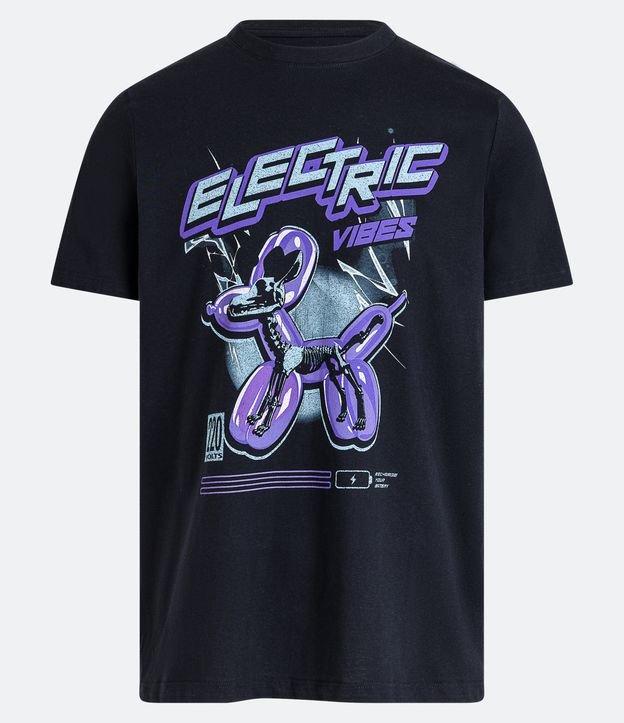 Camiseta em Meia Malha Estampa Balão de Cachorro Esqueleto - 2