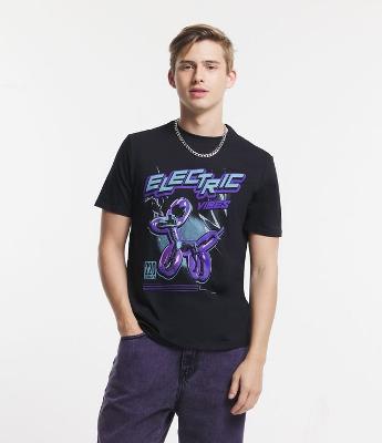 Camiseta em Meia Malha Estampa Balão de Cachorro Esqueleto