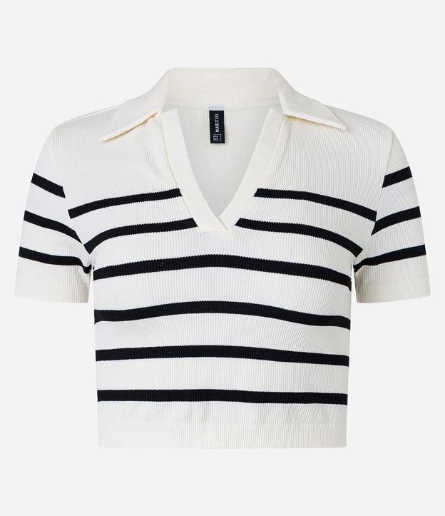 Blusa Cropped Canelada com Listras e sem Costura - 3