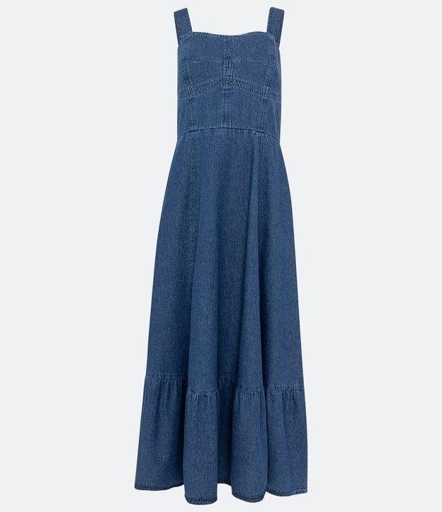 Vestido Midi Jeans com Alça Média e Recorte Vazado - 2
