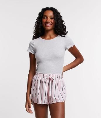 Blusa de Pijama em Ribana com Babado na Manga