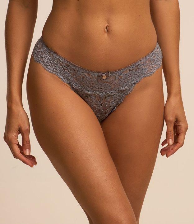 Calcinha Biquíni Fio em Renda Floral - 2