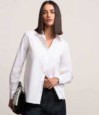 Camisa em Tricoline com Abotoamento e Punho Largo