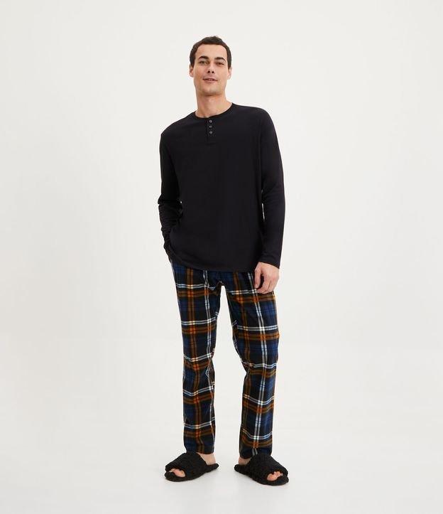 Calça de Pijama com Estampa Xadrez Grid - 1