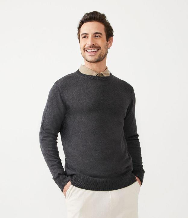 Suéter Comfort Básico em Tricô com Manga e Barra Ajustada - 1